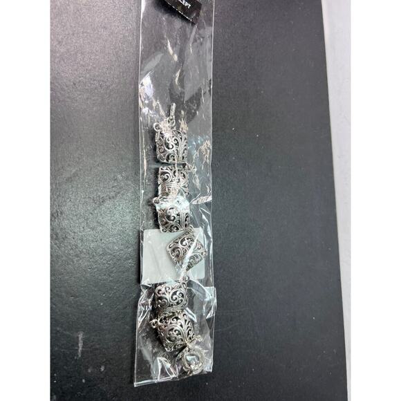 Bali Legacy Sterling Silver Toggle Clasp Square Bracelet 7.25 in - Picture 9 of 11